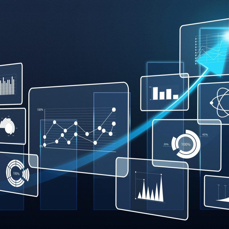 Big data analytics illustration on dark background